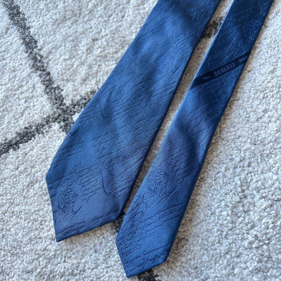 Berluti ベルルッティ　カリグラフィ　メンズネクタイネイビー　シルク100