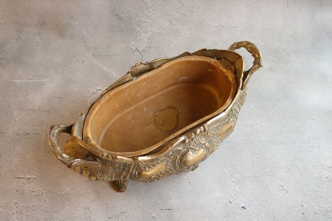 真鍮製 ロココ調 アンティーク ジャルニディエール プランターポット