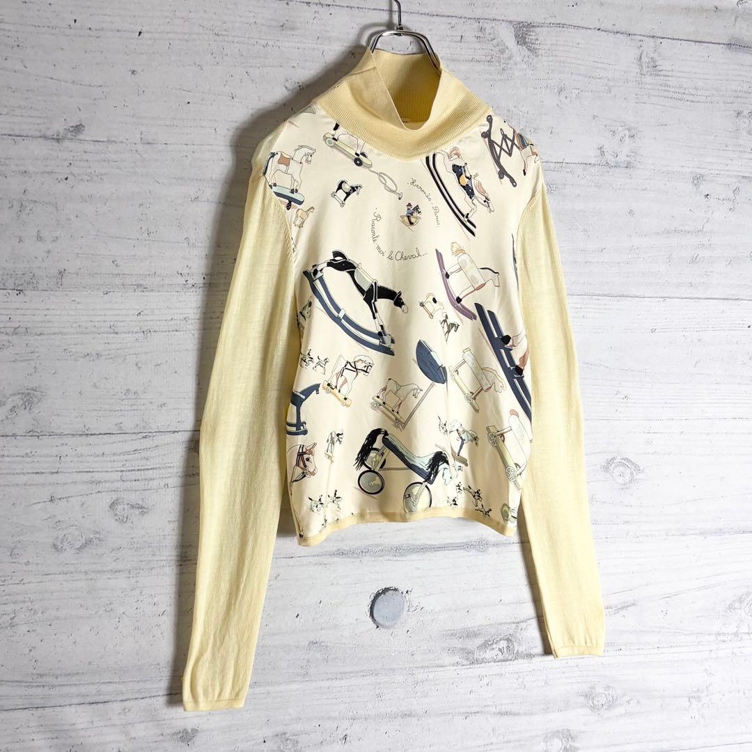 美品✨️マルジェラ期 エルメス ホース柄 シルク ハイネック ニット M