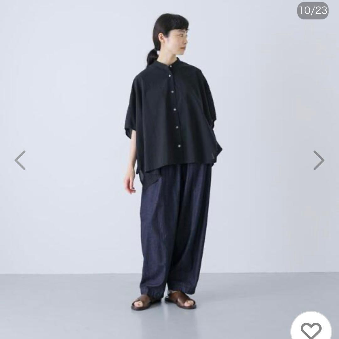 コットンスクエアポンチョシャツ　ブラック　かぐれ