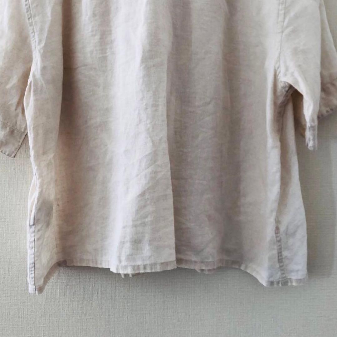 マーガレットハウエル◆ 洗える リネン 丸襟 ラウンドカラー 半袖ブラウス Ⅱ