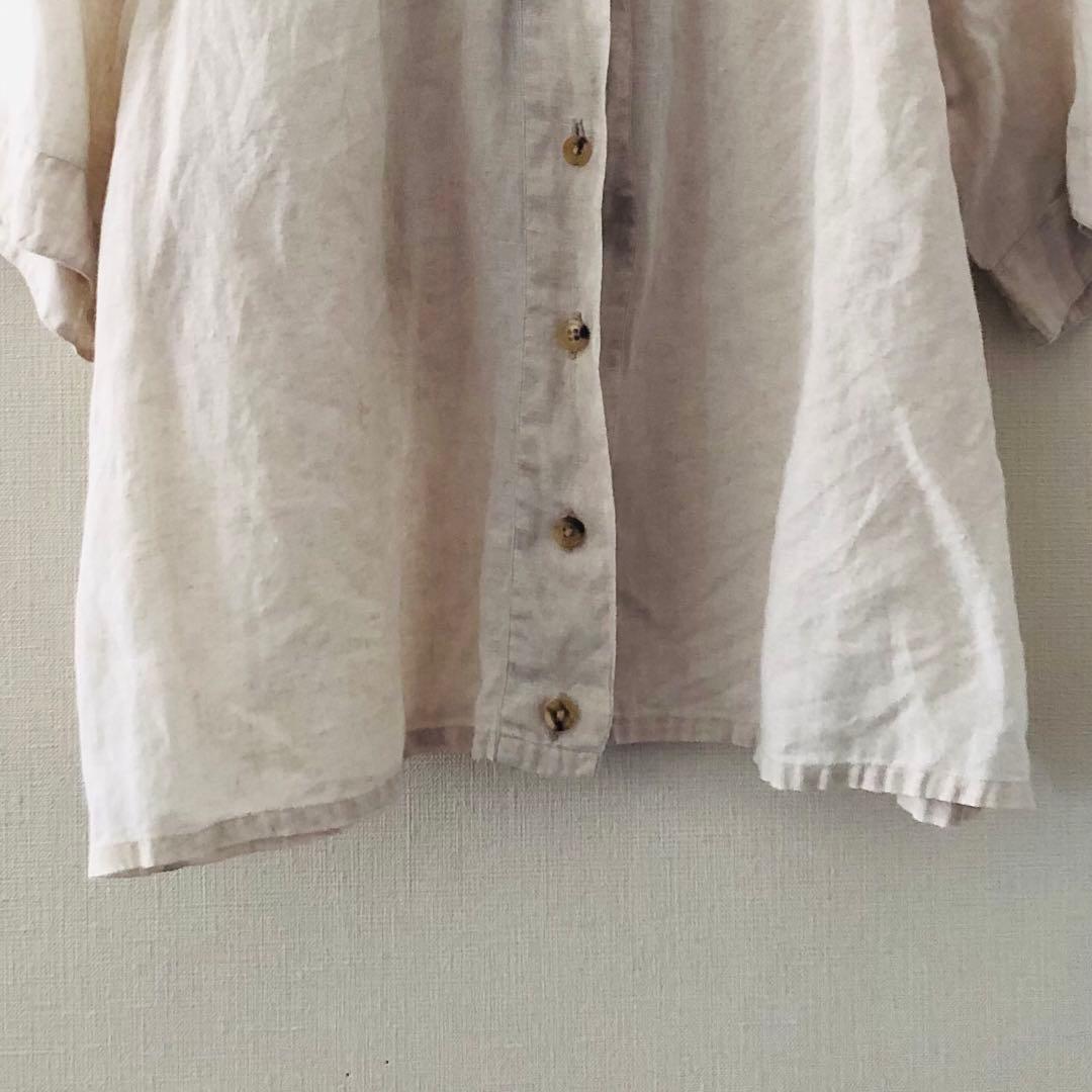 マーガレットハウエル◆ 洗える リネン 丸襟 ラウンドカラー 半袖ブラウス Ⅱ