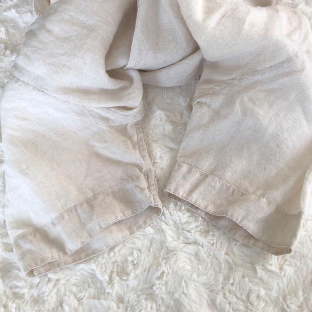 マーガレットハウエル◆ 洗える リネン 丸襟 ラウンドカラー 半袖ブラウス Ⅱ