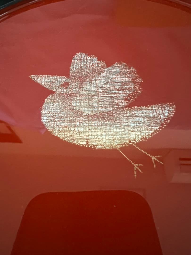 とり 沈金 銘々皿 文化功労者 三谷吾一 (輪島塗)