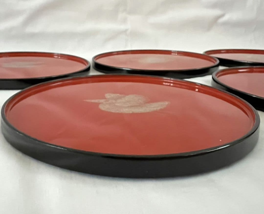 とり 沈金 銘々皿 文化功労者 三谷吾一 (輪島塗)