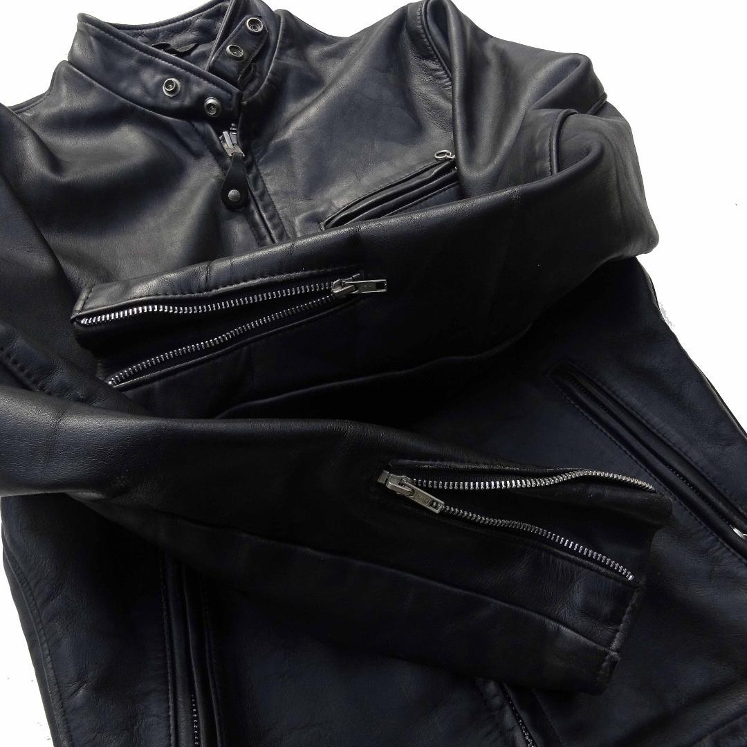 ショットUSA製641 LENZIP シングルライダース立ち襟 36ライナーなし