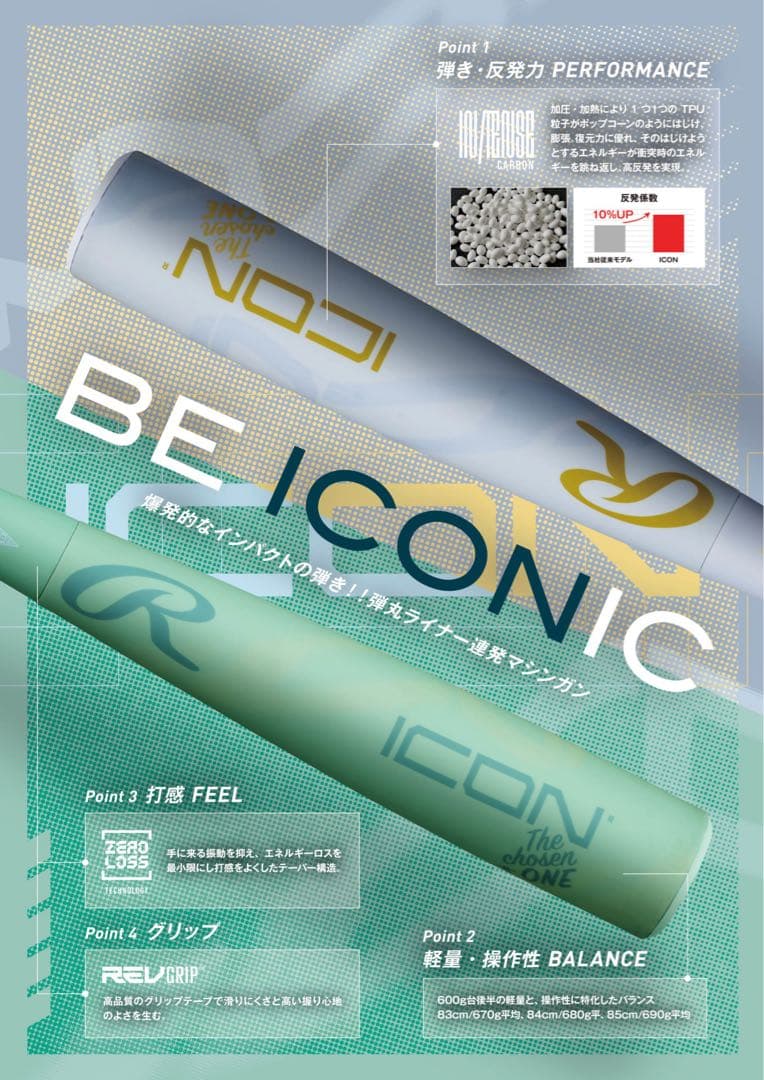 ローリングス ICON ジュニア軟式バット 79cm BJ6IONE 新品