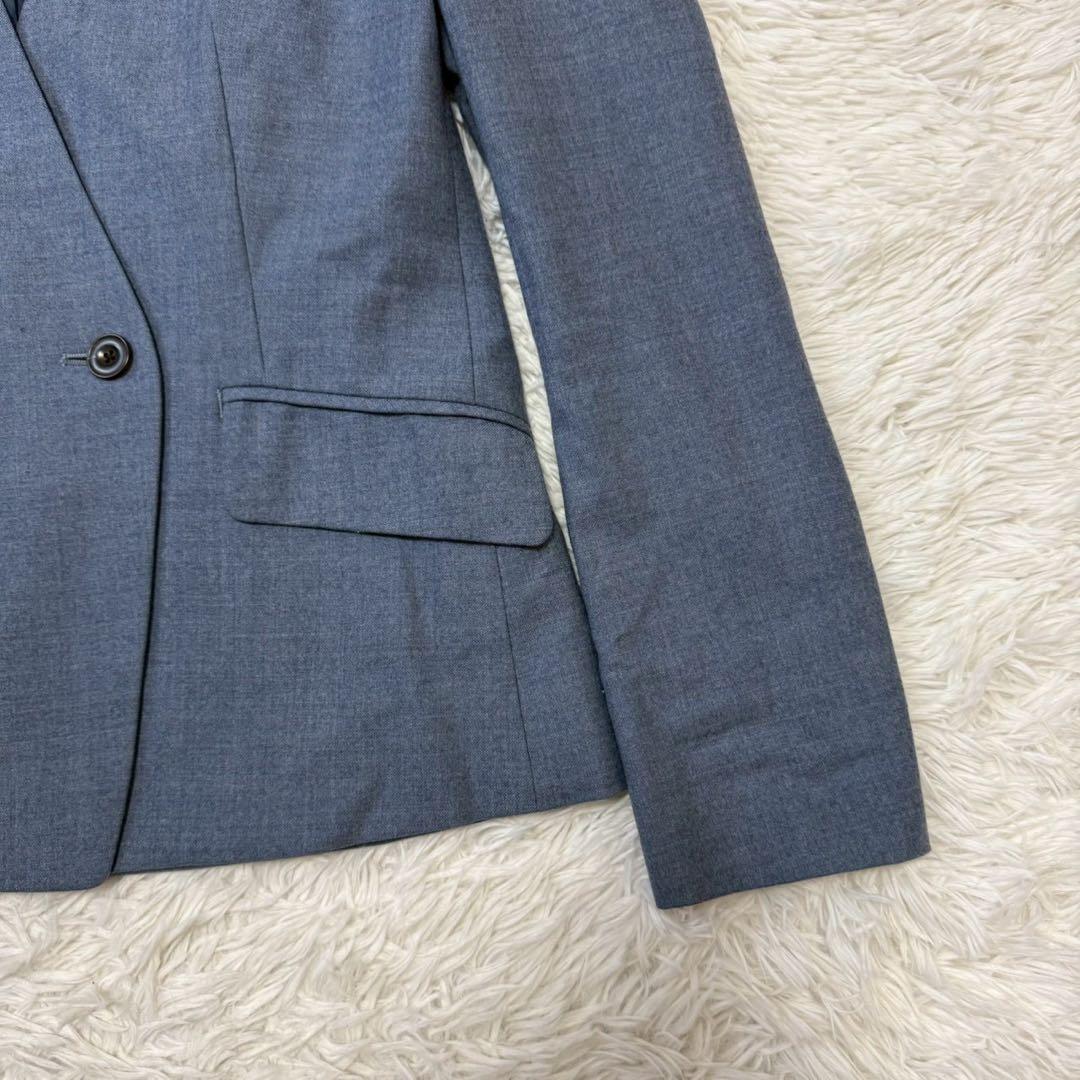 ✨美品/L✨グリーンレーベルリラクシング パンツスーツ ダブル ノーカラー 青