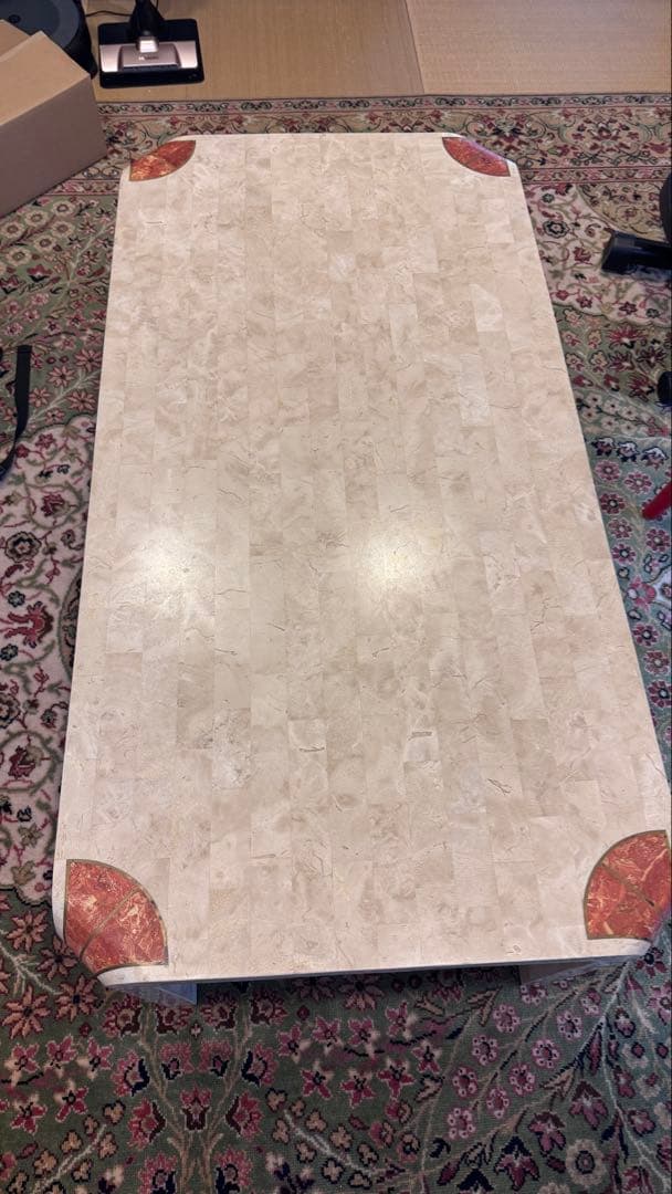 マーブル調ローテーブル