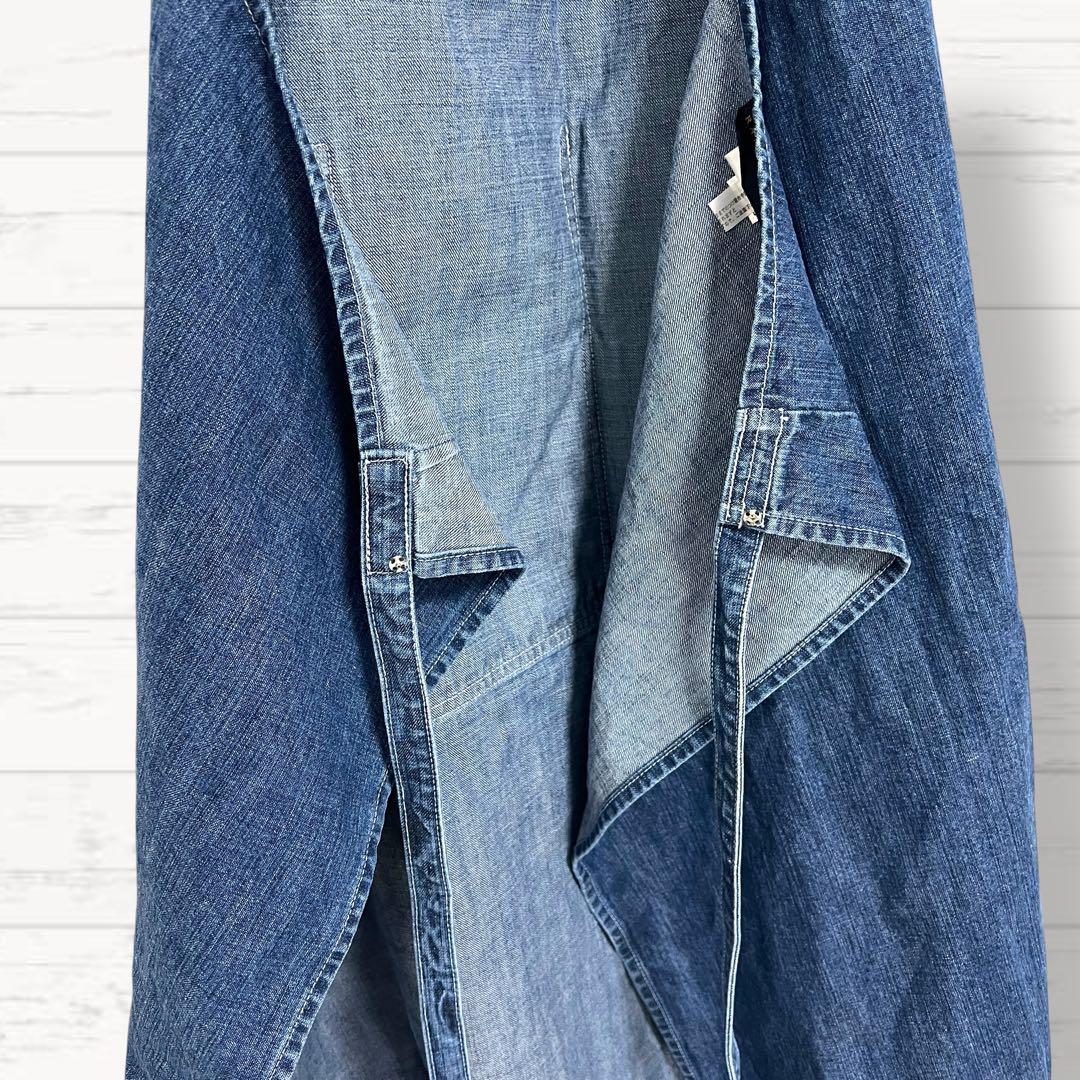 1262【ラルフローレンホーム】エプロン デニム インディゴ ロゴ 綿100%