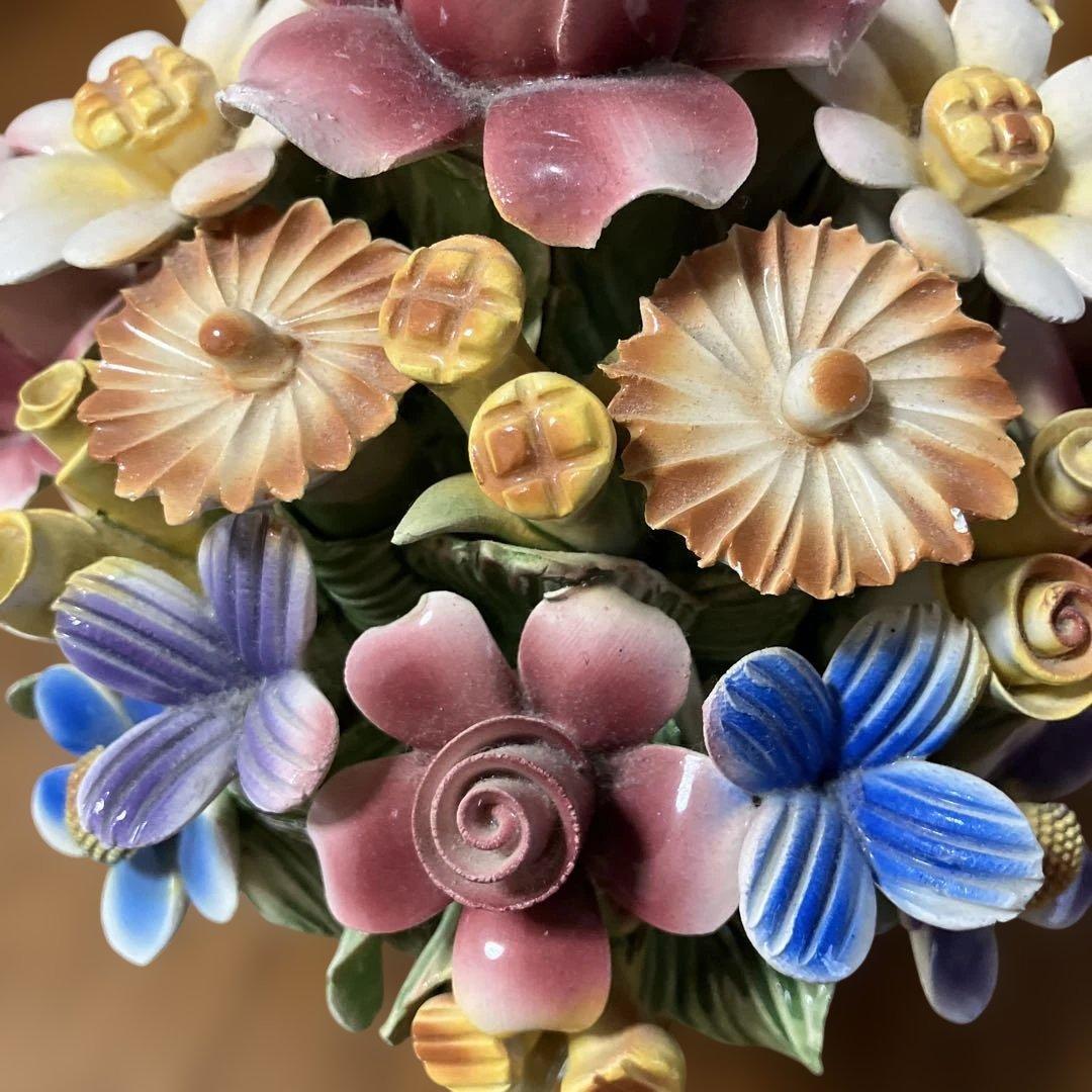 陶花バッサーノ　 イタリア 陶器製 花束 置物 多色