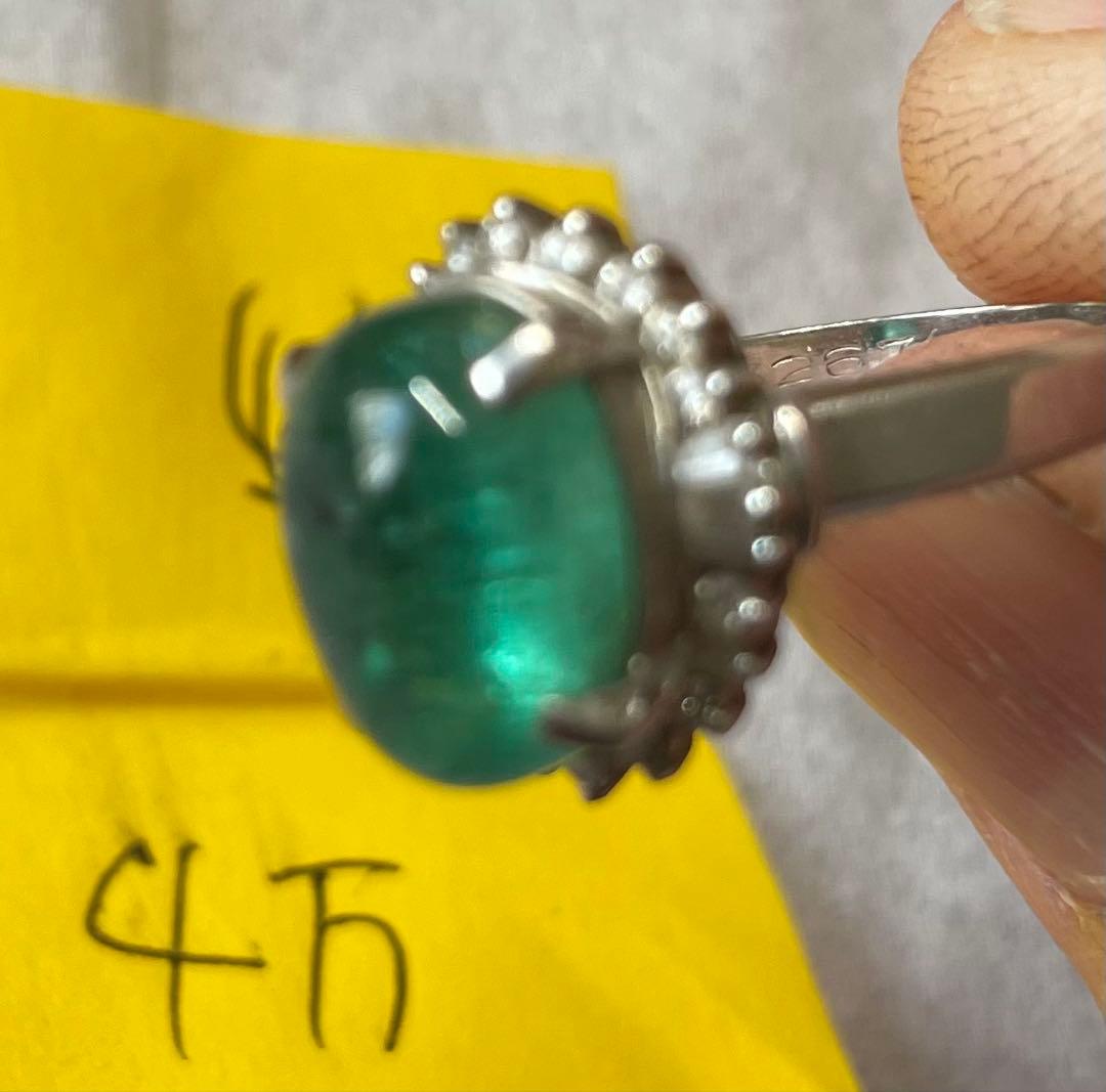 プラチナ　リング　緑