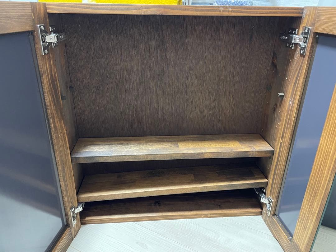 訳あり新品・未使用★木製壁掛け鏡　木製キャビネット