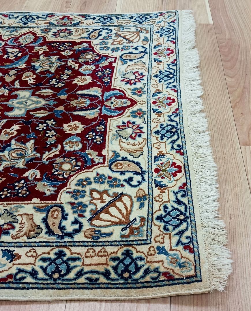 専用Y2000 ペルシャ絨毯 イラン ナイン産 ウール 手織り 127×90㎝