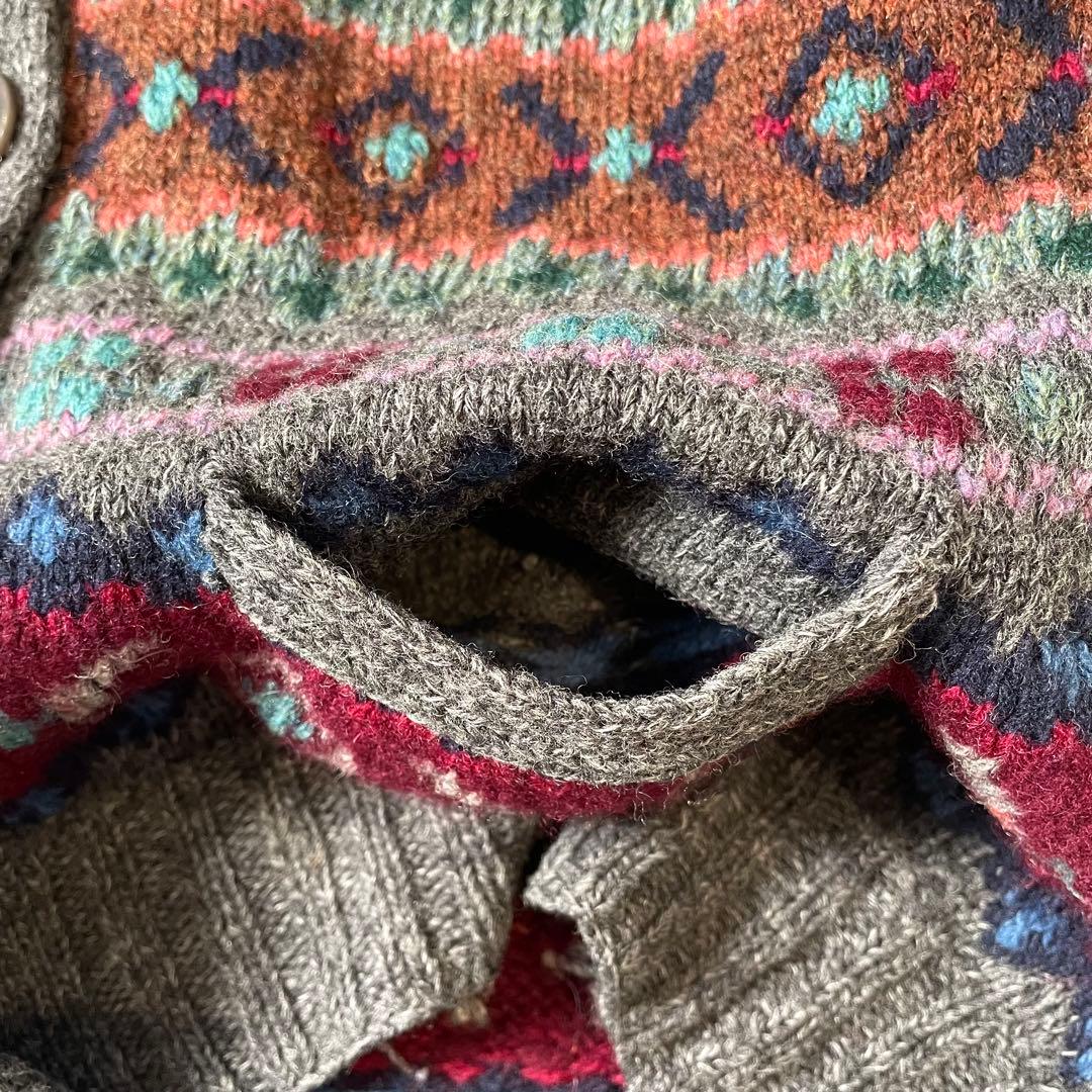 ラルフローレン カシミヤ混 ウール フェアアイル柄 ニット カーディガン M