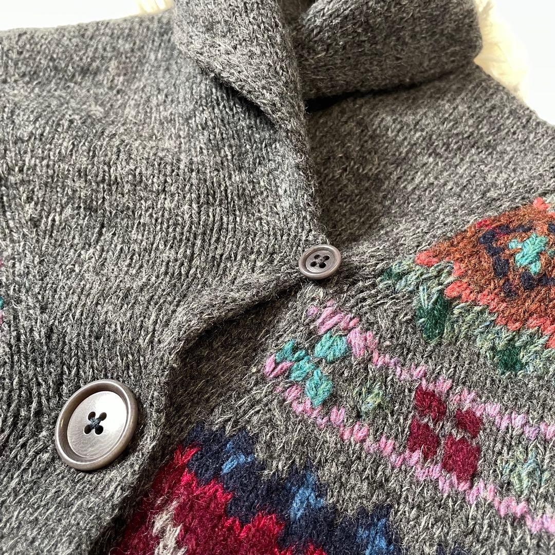 ラルフローレン カシミヤ混 ウール フェアアイル柄 ニット カーディガン M