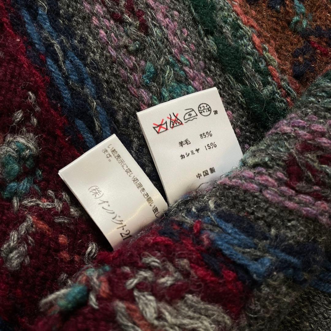 ラルフローレン カシミヤ混 ウール フェアアイル柄 ニット カーディガン M