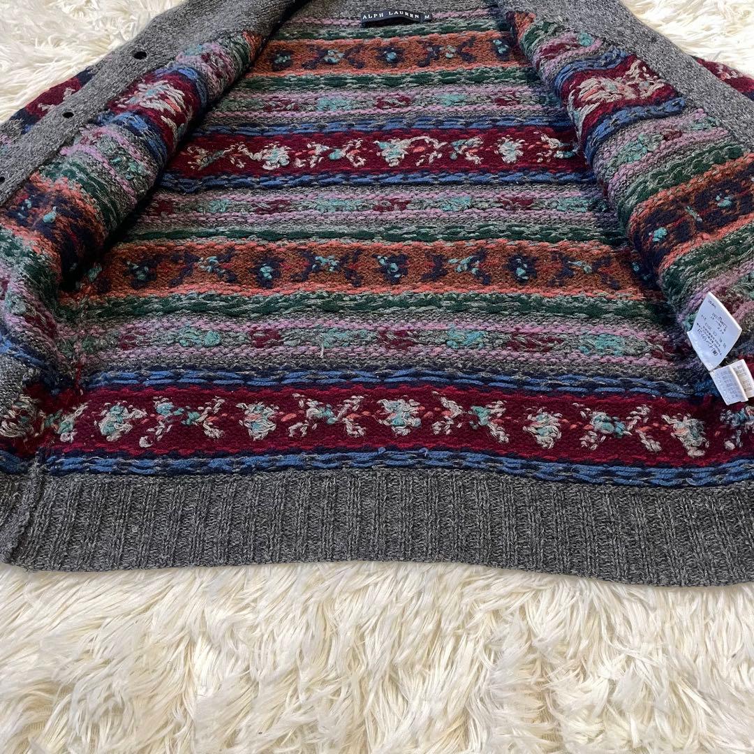 ラルフローレン カシミヤ混 ウール フェアアイル柄 ニット カーディガン M