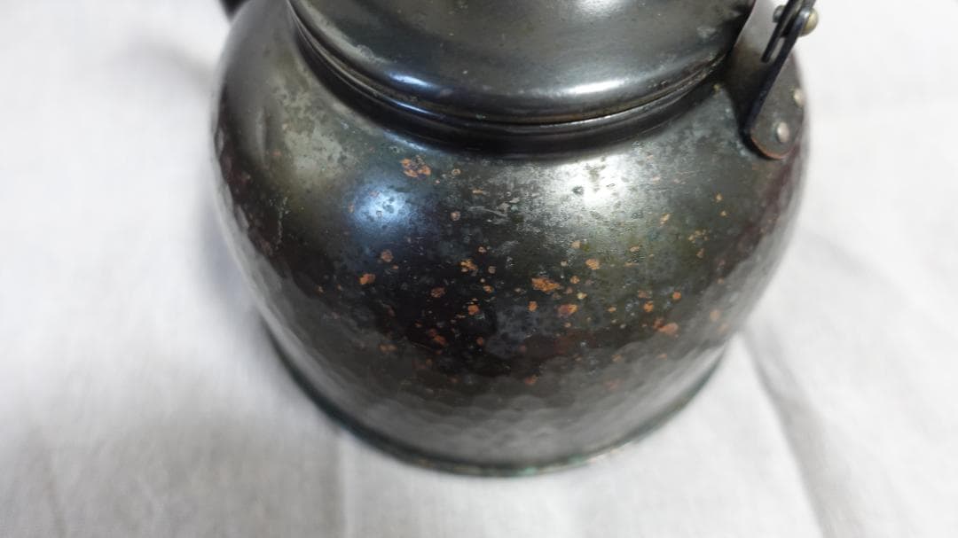 純銅 黒銅仕上げ やかんケトル 編み込みハンドル