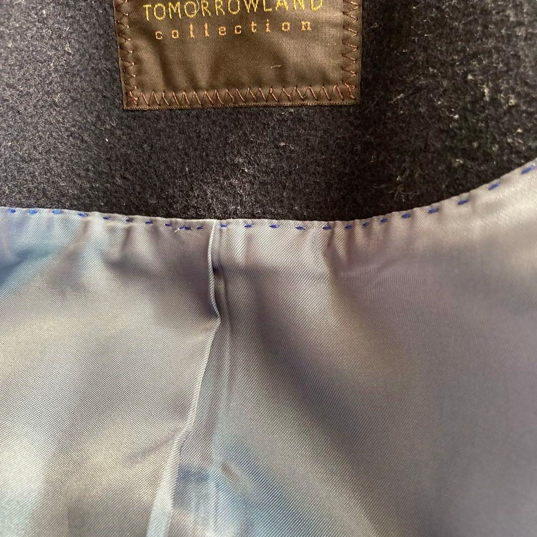 トゥモローランドコレクション　フード付きロングコート ウール　40 ネイビー