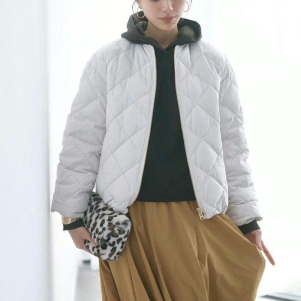TAION×UNFILO人気✨キルティング ショート丈ブルゾン アイボリー
