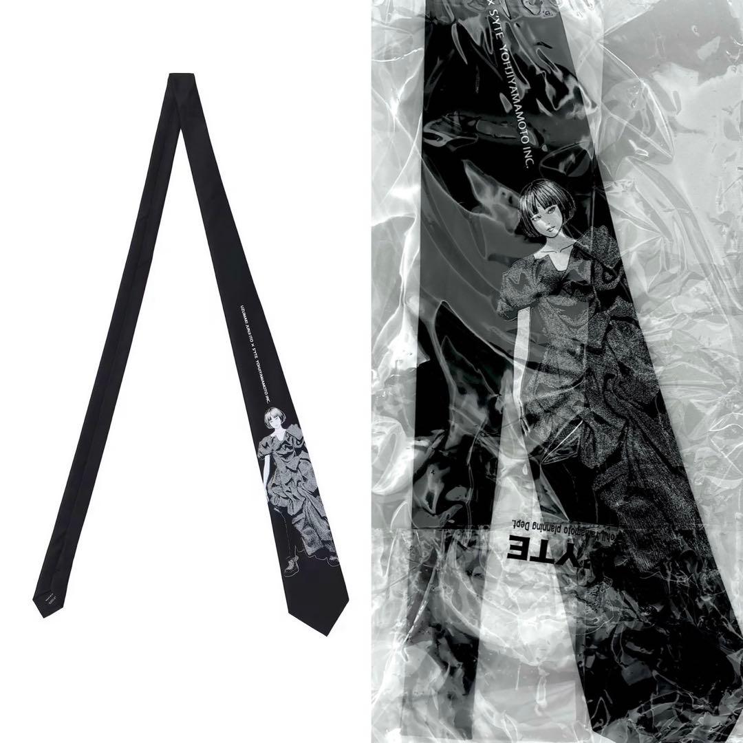 S'YTE×伊藤潤二 25aw 黒谷あざみ シルク ネクタイ / うずまき