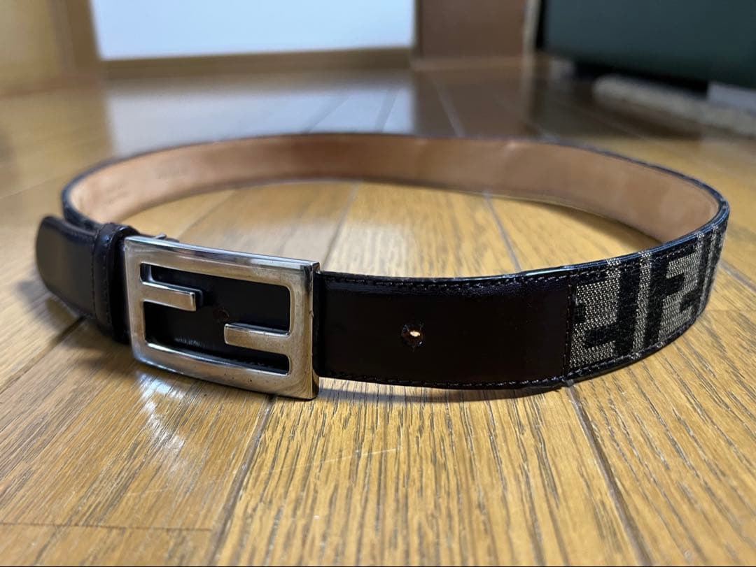 FENDI ズッカ柄 ベルト ブラウン　イタリア製