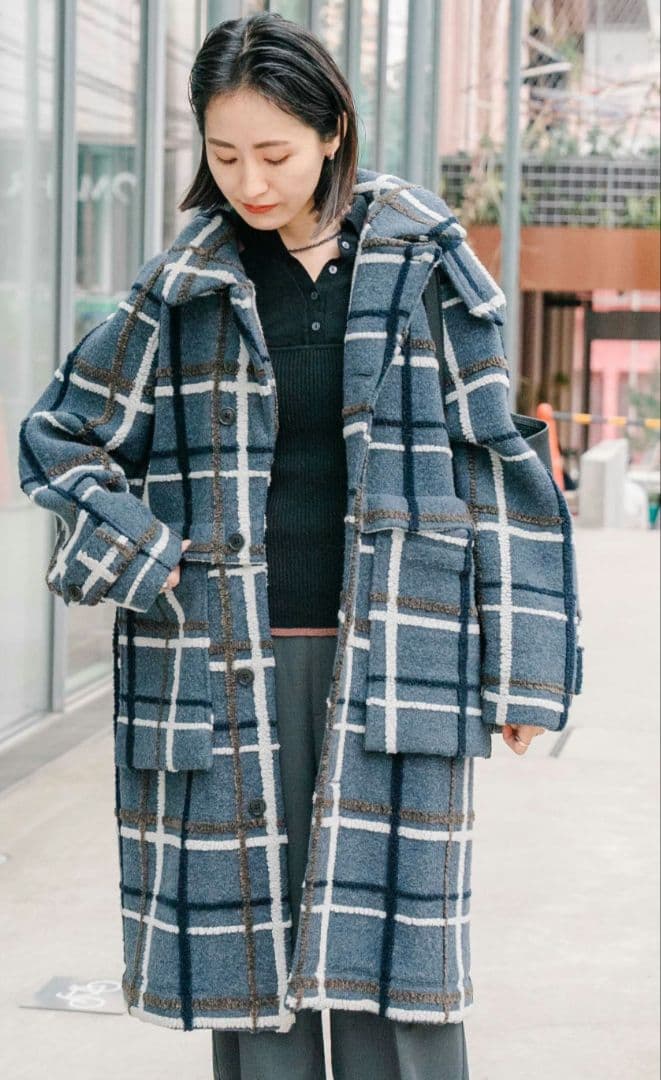 【期間限定価格】美品 HENRIK VIBSKOV チェック ウールコート