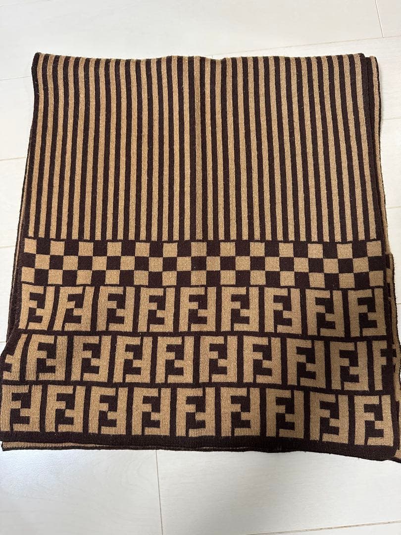 FENDI ウールマフラー ブラウン ベージュ
