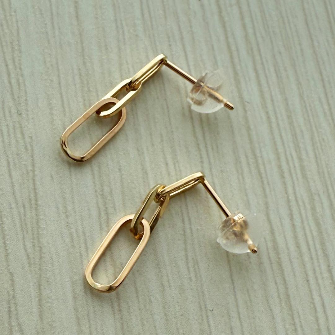 10金【チェーンスタッドピアス】イエローゴールド K10刻印入 ペア 新品！