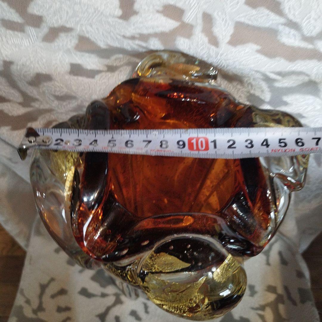 岩田ガラス　花瓶　花器　アンバー　金彩　昭和レトロ アンティーク