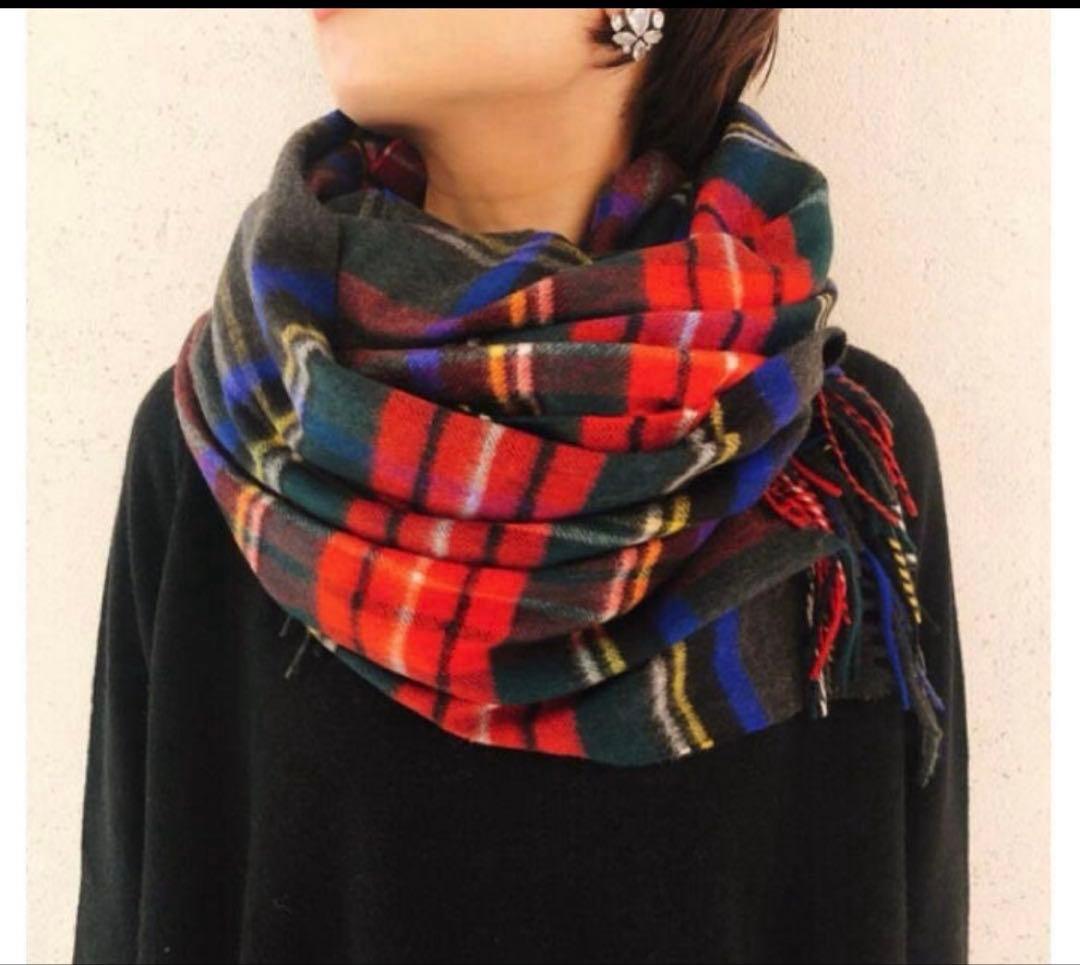 【国内正規品】ジョンストンズ　カシミア100% 大判ストール　チャコール