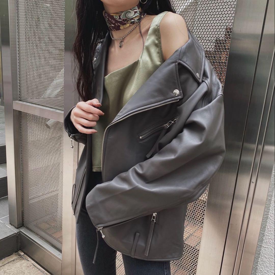 SALE Juemi 美品 リアル レザー ジャケット グレー