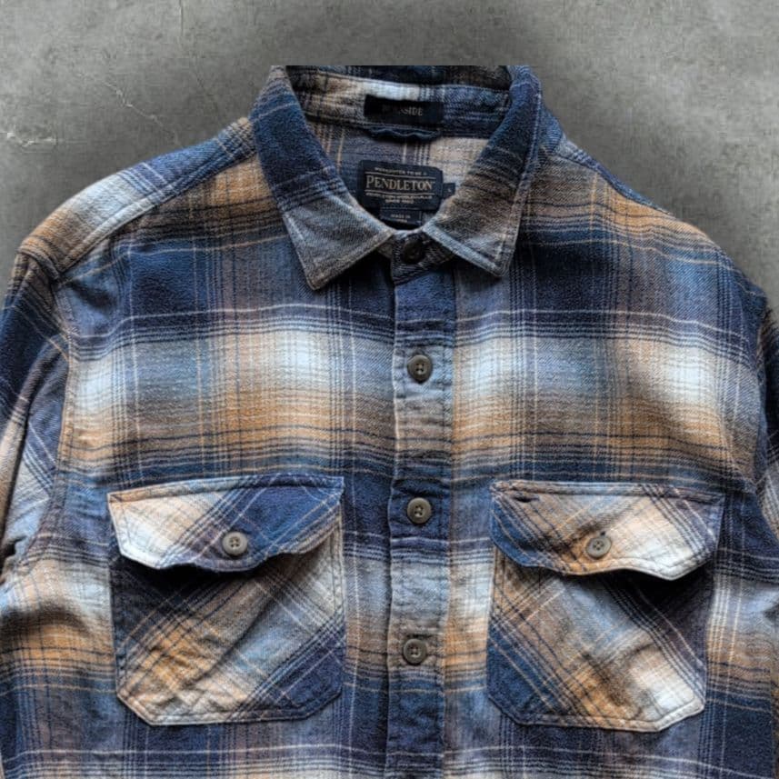 b*e様 ペンドルトン BORNSIDE チェック ネルシャツ ブルー系 Lサイ