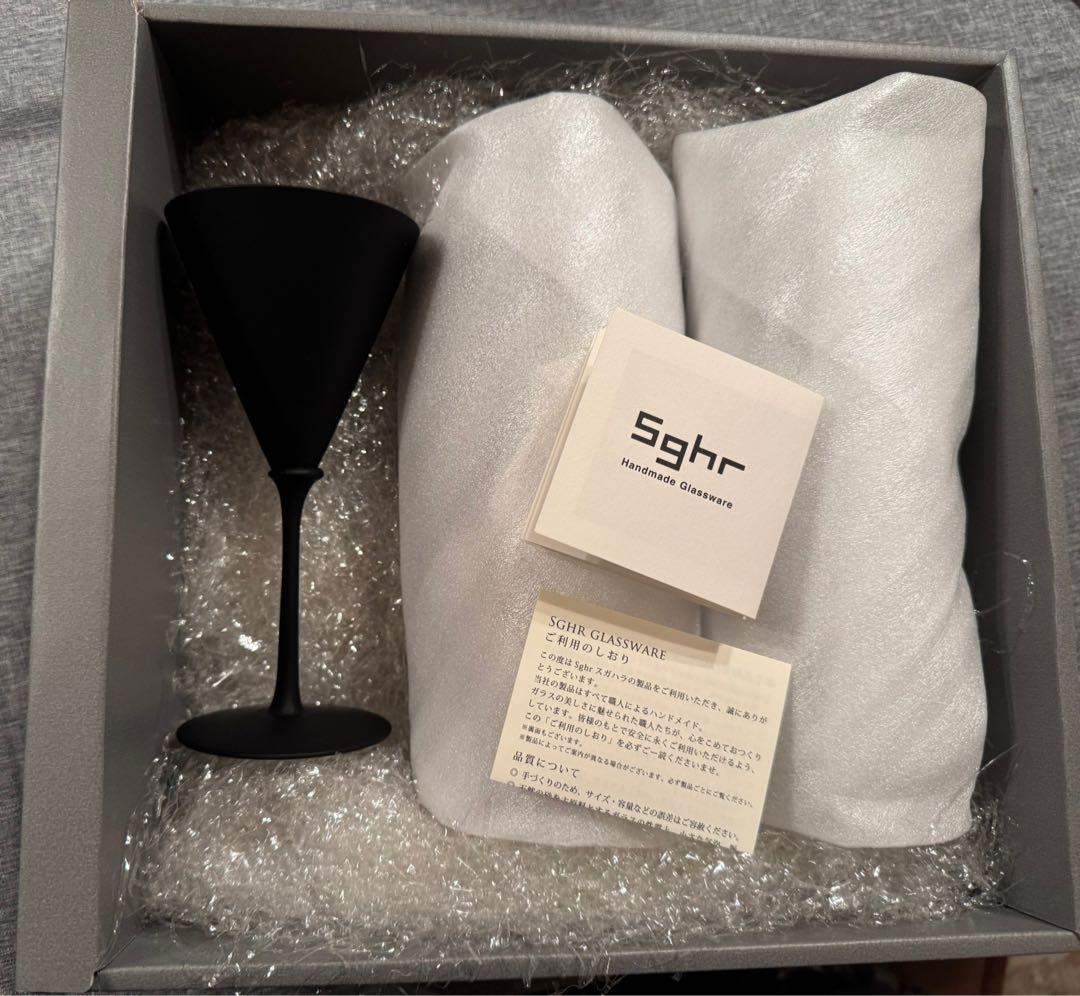 新品　sghr シャンパングラス　ブラック　スガハラガラス　ハンドメイド　3客