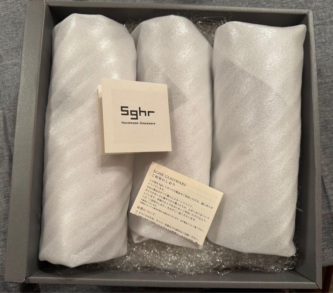 新品　sghr シャンパングラス　ブラック　スガハラガラス　ハンドメイド　3客