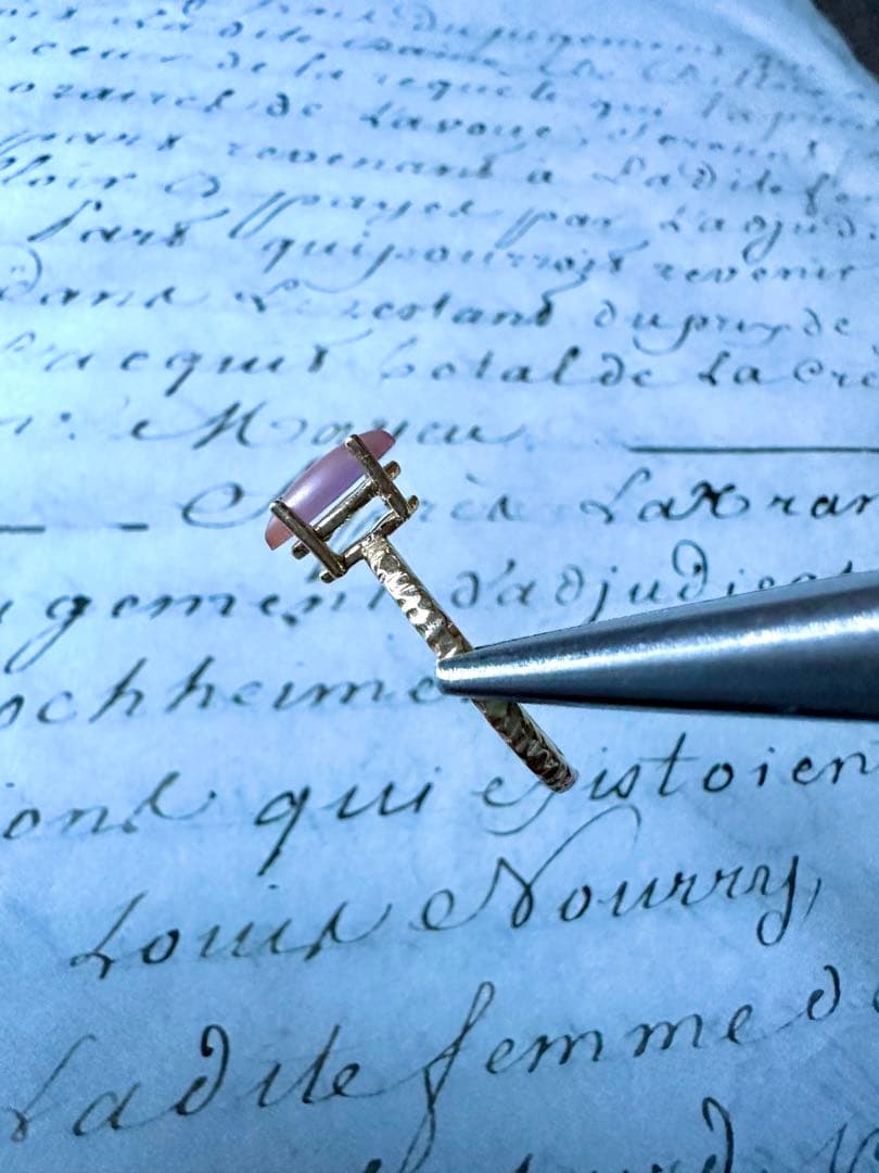 アンティーク　サフィレット　リング　指輪　フロスト　JBB ナベット　マーキス