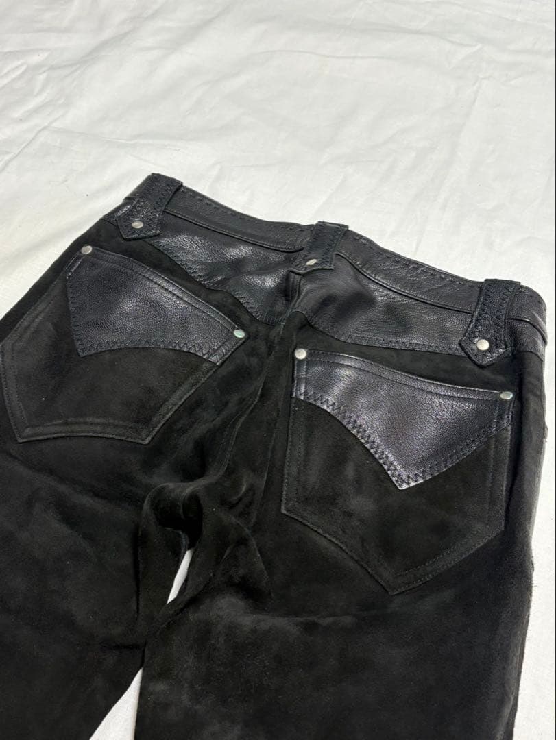 パンツ Yasuyuki Ishii cross leather flare pants
