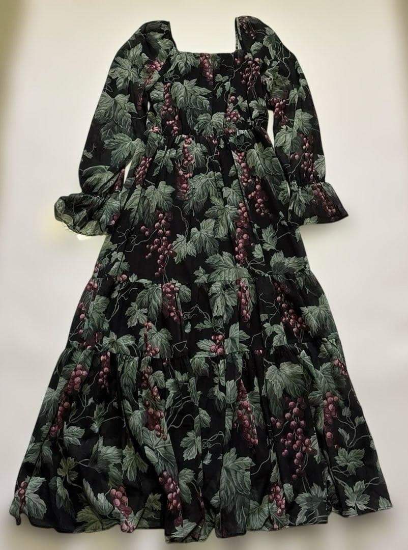 M*M様 新品未使用タグ付グレープptティアードOPブラック マキシワンピース