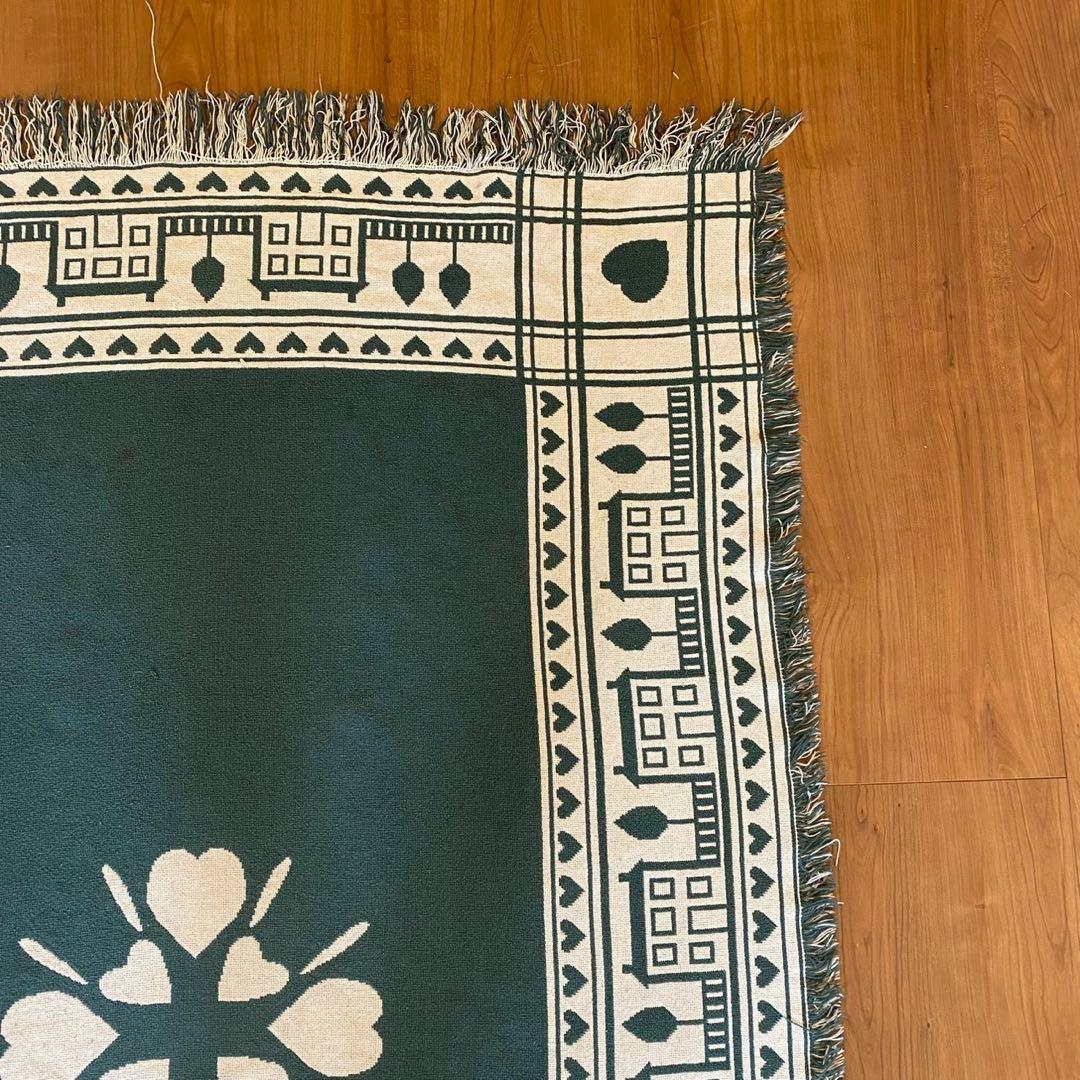 USA ヴィンテージラグ ハート柄 グリーン 170×115