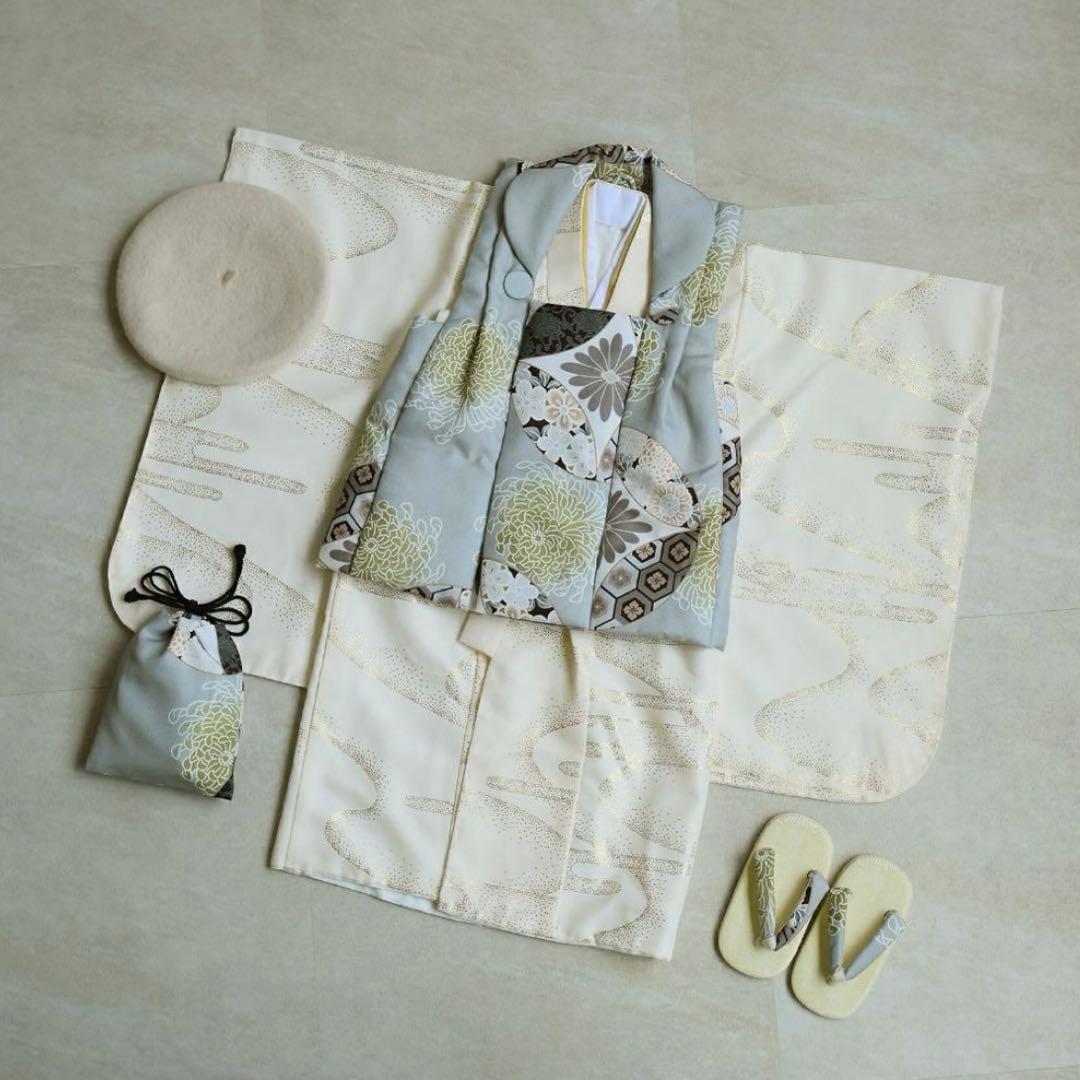 utatane 七五三 着物 3歳 男の子 フルセット ミント七宝×クリーム金彩