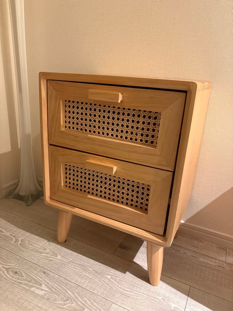 北欧 ヴィンテージキャビネット ラタンマガジンラック サイドテーブル