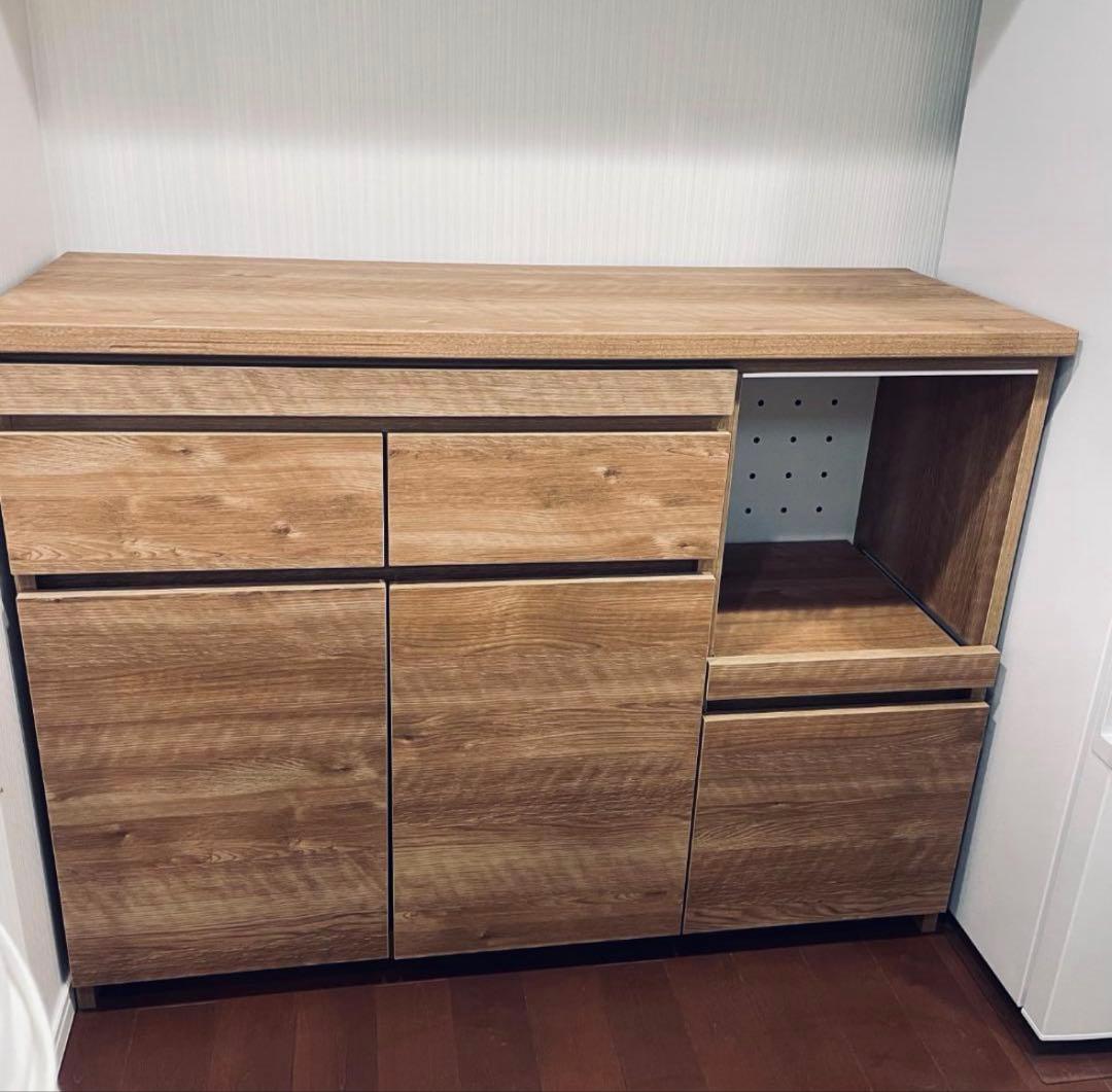 LOWYA　カップボード　幅120cm ステンレスカウンター　キッチン収納