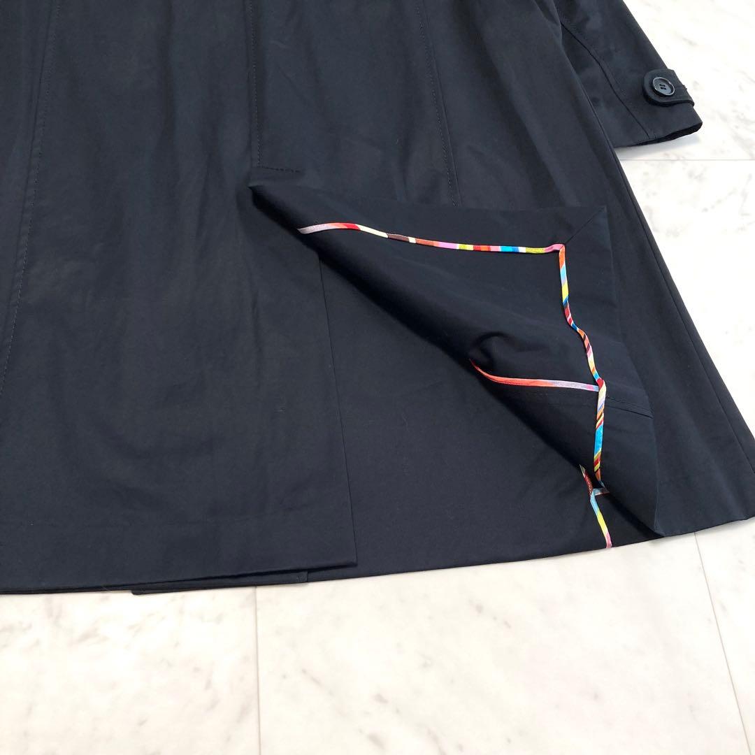 美品 ポールスミス トレンチコート マルチストライプ 希少サイズ46 黒