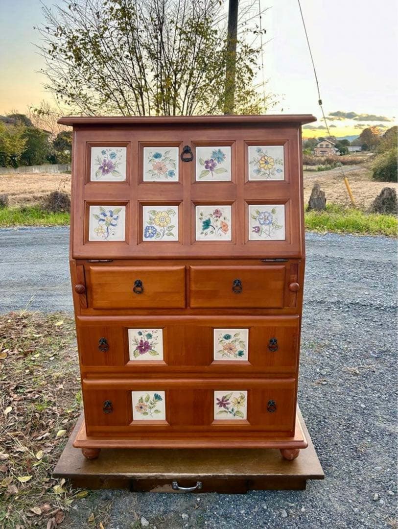 スペイン製 バレンシア パイン材 ライティングビューロー ライティングデスク