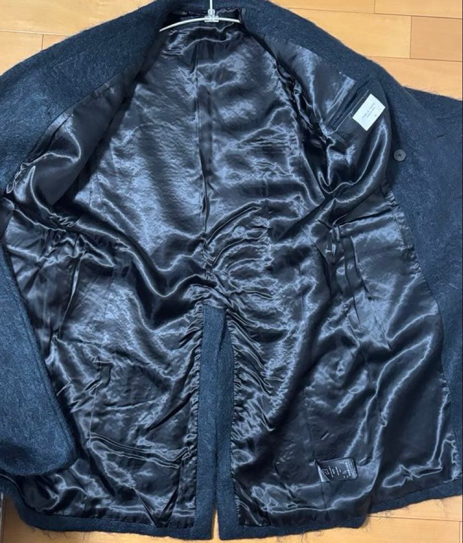 美品　【PUBLIC TOKYO】モヘア　シャギー　オーバーコート　ネイビー