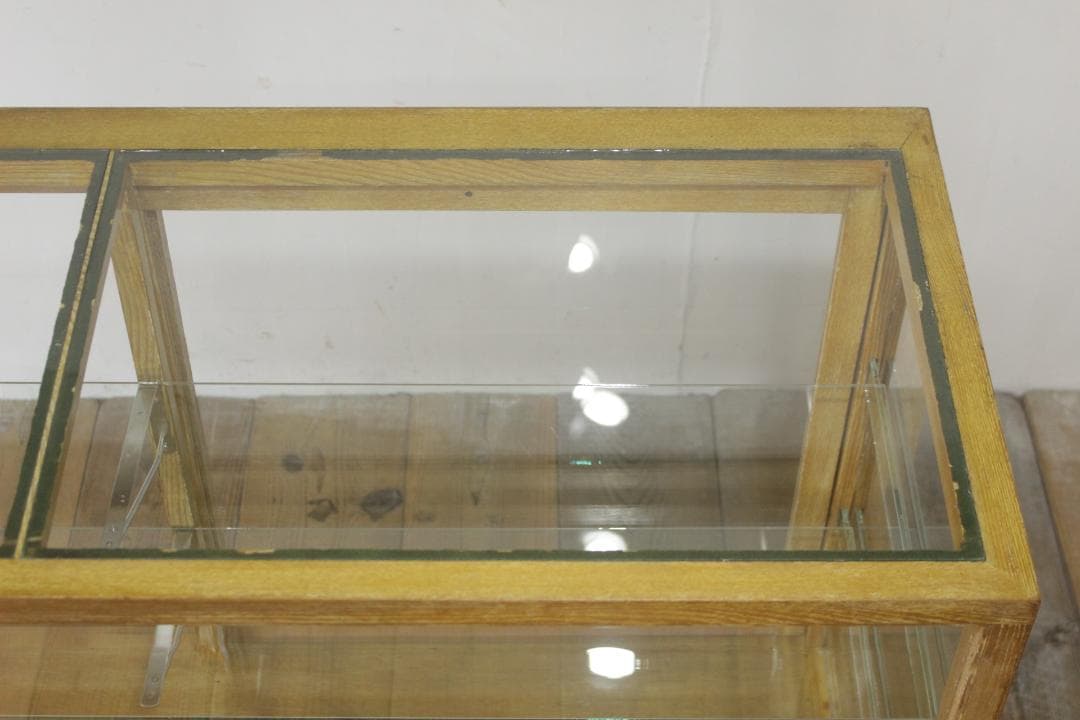 ※専用レトロ ガラスショーケース 店舗什器 ディスプレイ ナチュラル 木製収納