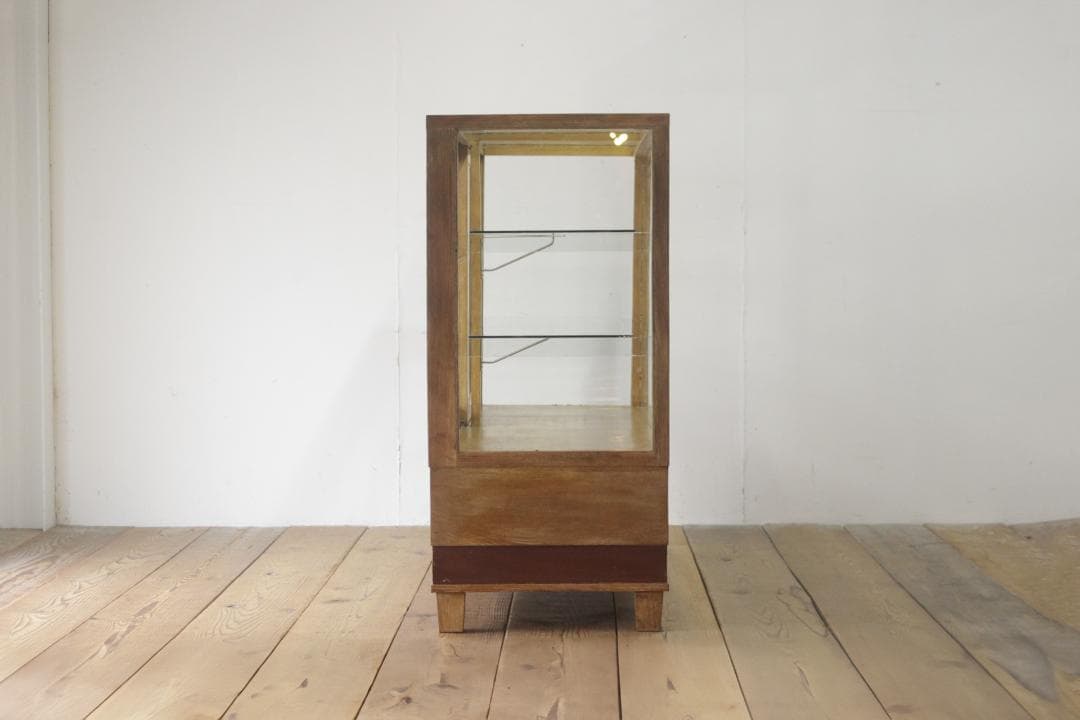 ※専用レトロ ガラスショーケース 店舗什器 ディスプレイ ナチュラル 木製収納