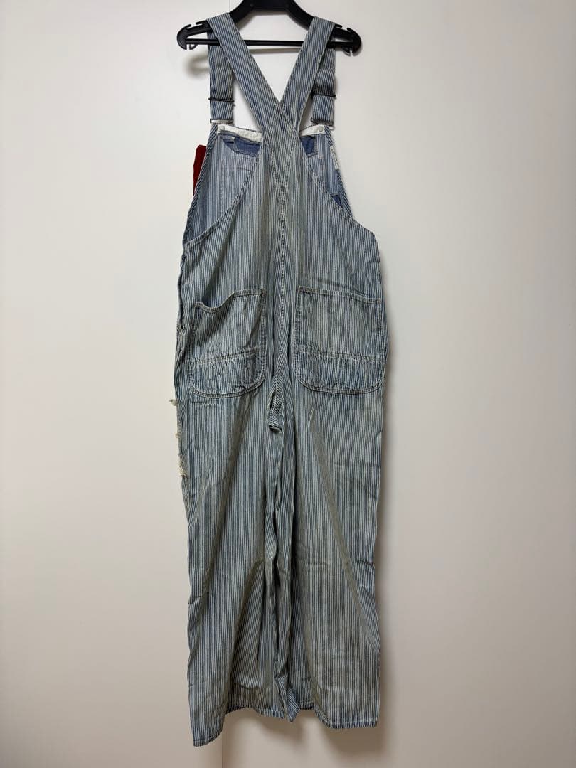 う*ぎ様 DENIMDUNGAREE ダメージリペア加工ヒッコリーオーバーオール
