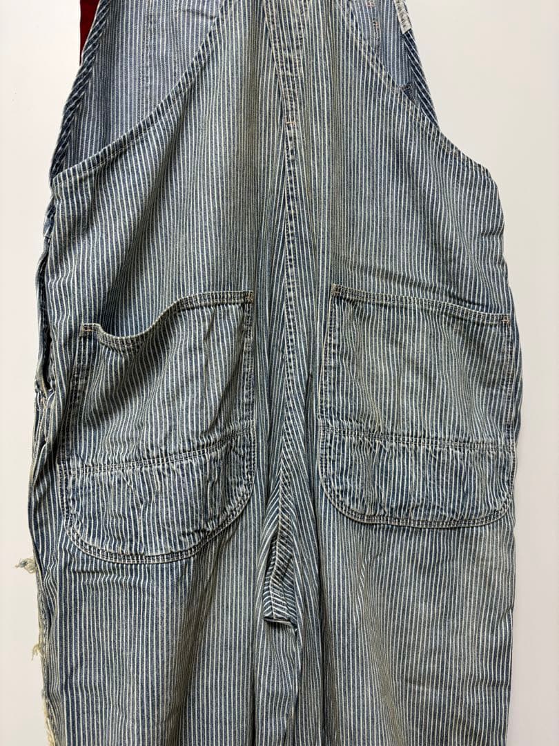 う*ぎ様 DENIMDUNGAREE ダメージリペア加工ヒッコリーオーバーオール